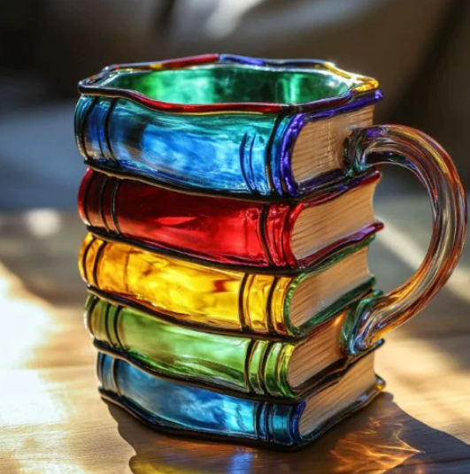 Artisan Colorful Book-Themed Mug